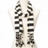 Women Lightweight Boutique Soft Knit Stripe Vintage Cotton Scarf for Women - White & Black - CD11N9C5XUF