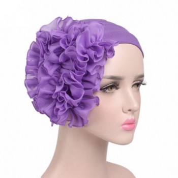 Littleice Women Flower Cancer Chemo Hat Beanie Scarf Turban Head Wrap Cap Headband - Purple - CR185W86IEW