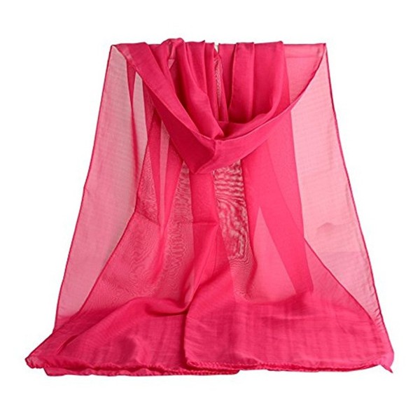 Colorido Women's Lady Fashion Chiffon Oblong Style Large Scarf Summer Beach Shawl - Hot Pink - C0187EYC3UD