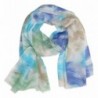 Tickled Pink Vibrant Watercolor Tye Dye Long Lightweight Scarf- 30 x 70" - Blue - CY184KIYL2T