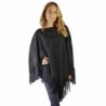 Black Faux Suede Poncho Fringe