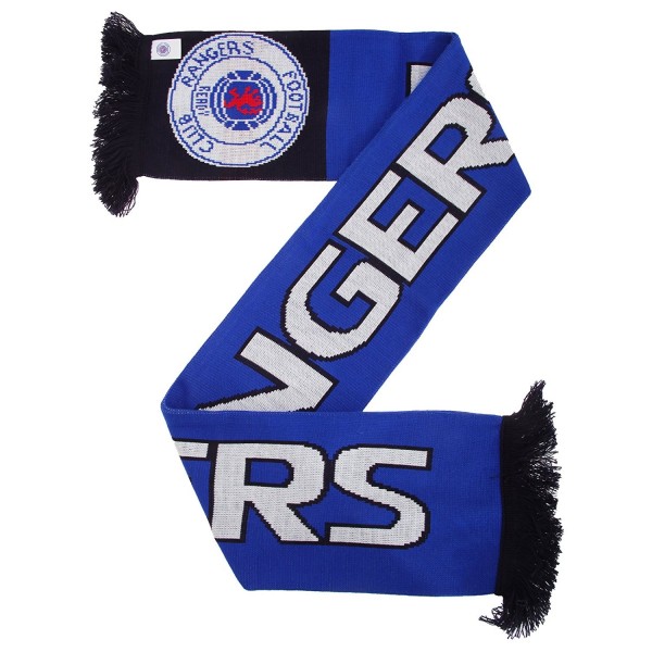 Rangers FC Official Nero Knitted Football Crest Supporters Scarf - Blue/Black/White - CN12307FCZT