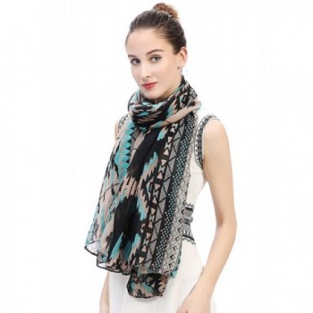 Vintage Women's Aztec Tribal Print Long Scarf Large Size Lightweight ...