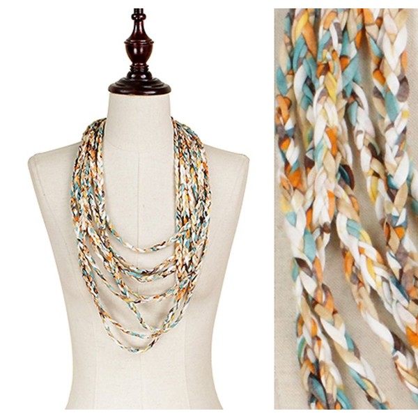 StylesILove Braided Shred Jersey Loop Scarf - Yellow and Mint - C612O6WOHSA
