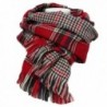 Women's Colorful Plaid Tartan Blanket Scarf Large Winter Shawl Wrap with Fringe - Red - CU12612M3H5