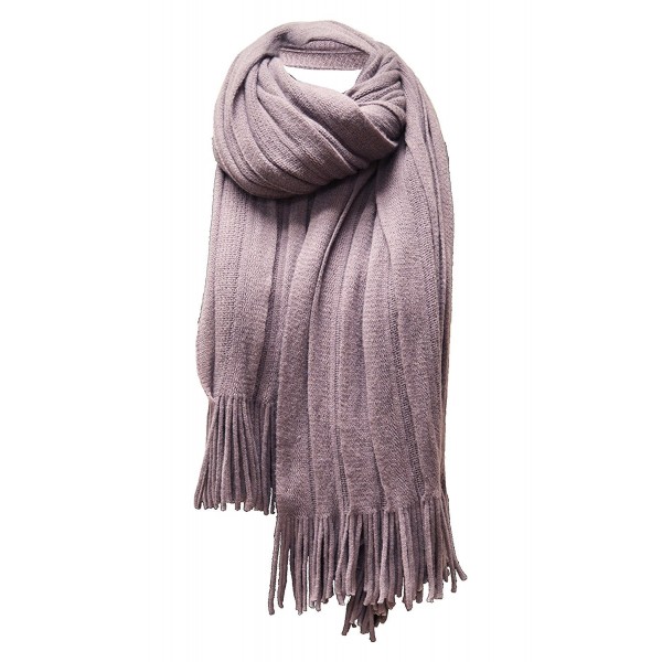Women's 'Scarf' Soft Warm Winter Knit Scarf Tassels Soft Shawl - Smokey Purple - C6185XHIQSL