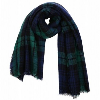 Zuozee Scottish Pashmina Christmas Pictures - Navy & Green - CN186G882T2