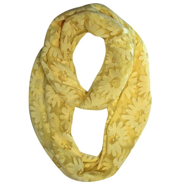 Sheer Spring Daisy Lace Circle Infinity Scarf - Yellow - C511JW7SDHV