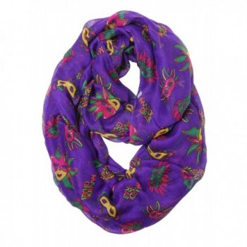 Funky Junque's New Orleans Party Mardi Gras Infinity (Forever Circle) Scarf - Purple - C712CU6TZ6X