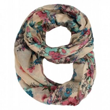 Peach Couture Paint The Town Red Cherry Blossom Floral Print Infinity loop Scarves - Peach - CG11KXX81AL