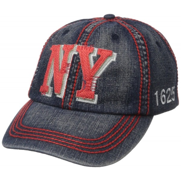 New York 1625 Vintage Baseball Cap (25 Styles Available) - Red Stitch/ Denim - CL129HS1BE1