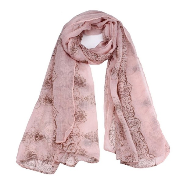 DZT1968 Women Girl National Style Long Slim Voile Shawl Scarf Pashmina - Pink - CX126P40F8N