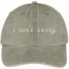 Trendy Apparel Shop I Ain't Sorry Embroidered Washed Cotton Adjustable Cap - Khaki - C412IFNPQLX