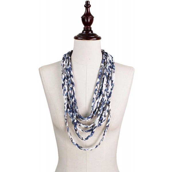 CCFW Women's Jersey Shred Rope Necklace Scarf - 8784 Navy White - C2180K5SEZG