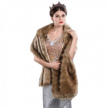 Aukmla Bridal Wraps and Shawls Fur Stole for Women and Girls. - Brown - CS186I945DW