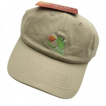 Kermit The Frog Dad Hat Baseball Cap Sipping Sips Drinking Tea Champion Adjustable - Beige - CW184X0KXAL