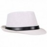 Classic Straw Fedora Leather White