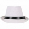 Classic Straw Fedora Leather White in Men's Visors