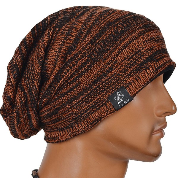 Stylish Unisex Slouchy Crease Knit Beanie Long Hat - Rust - CI127BCFKSD