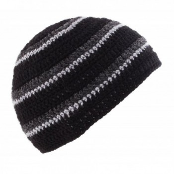 POM London Handmade Crochet Beanie Skull Hat (Black- Charcoal- Gray) - CL11CDNBRNN