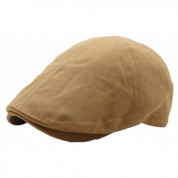 Men Basic Cotton Irish Ivy Driving Flat Cap Urbane Gatsby Newsboy Golf Hat - Beige - C112MXPUMMU