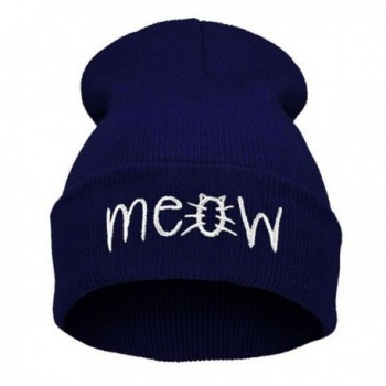 Lavany Winter Knit MEOW Beanie Hat And Snapback Men And Women Hiphop Caps - Navy - C9187HYCOOC