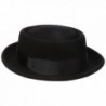 Henschel Men's 100% Wool Felt Porkpie Hat and Grosgrain Ribbon Band and Bow - Black - C1115WT3F49