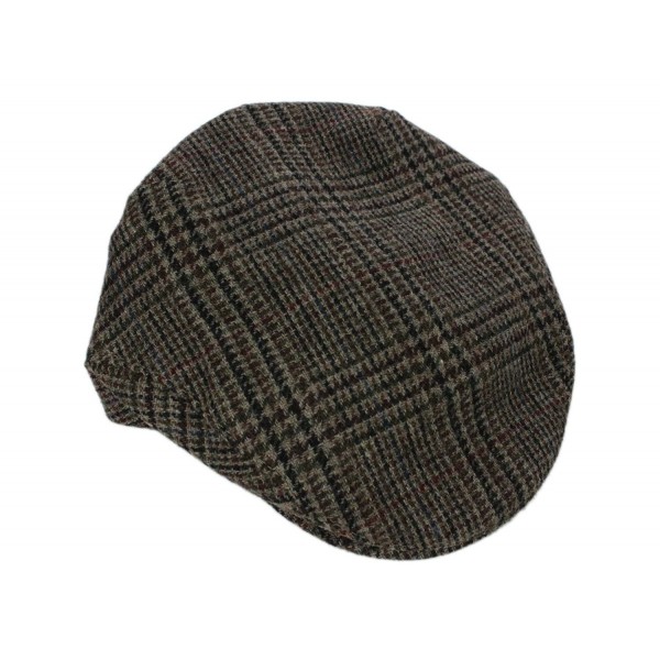 Irish Tweed Cap Brown Check 100% Wool Irish Made - C612I6L3QAV
