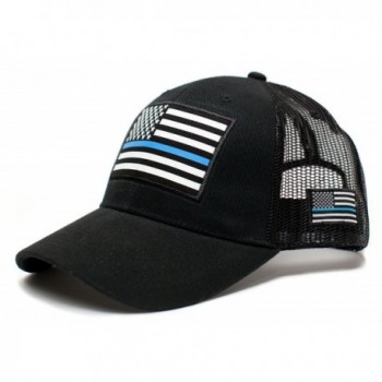 Thin Blue Line USA flag Posse Comitatus Unisex Adult One-Size Cap Hat Black - CJ12N6CWUZI