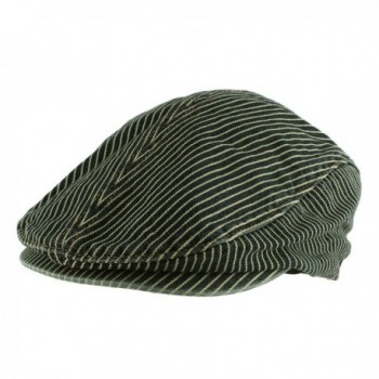 Morehats Cotton Jean Stripe Flat Cap Cabbie Hat Gatsby Hunting Newsboy Hunting Beret - Green Blue - CS11MG6LOZD