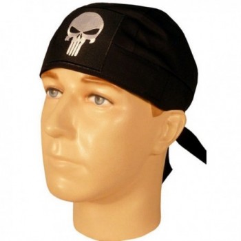 Specialty Skull Cap - Biker Caps Skull Punisher Patch on Black Headwraps - C012ELHNSIF