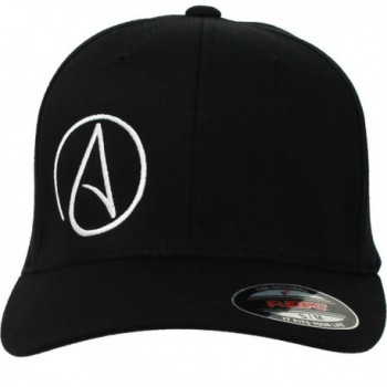 Atheist Offset Symbol Flexfit Baseball Hat Asst Colors - Black - C111H5MZRH9