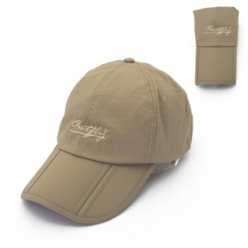 Outdoor Foldable Summer Sun Peaked Cap for Men - Khaki - CC17AAYL7YM