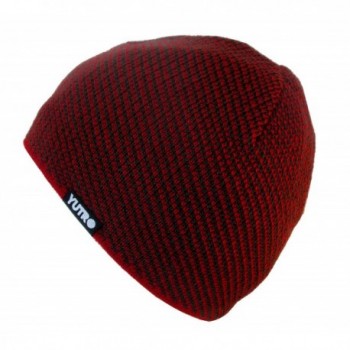YUTRO Fashion Wool Knit Fleece Lined Ski Beanie With "No Wind" Insulation - Red/Charcoal - CV129D32R5R