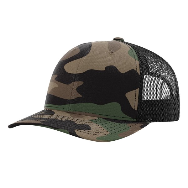 Richardson 112P Green Camo/Black Structured Snap Back Trucker Hat - CP185GURNZH