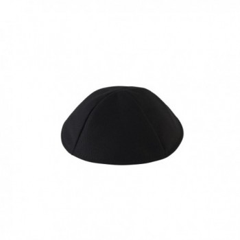 Classic Black Kippah -Lightweight- Breathable Polyester Jewish Yarmulke by Ahead - Black Terylene - C4185RY3AKU