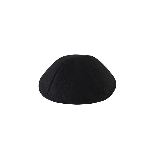 Classic Black Kippah -Lightweight- Breathable Polyester Jewish Yarmulke by Ahead - Black Terylene - C4185RY3AKU