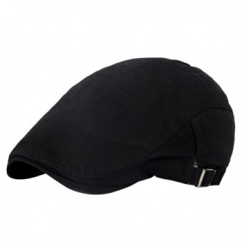 EachWell Men's Cotton Adjustable Flat Gatsby Newboy Driving Hunting Hat Cap - Black - C4186W2RD0X