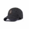 Haplain Men's Winter Warm Woolen Hat Outdoor Baseball Cap Fold Earmuffs Peaked Camping Hat - Grey - C3188NIS633