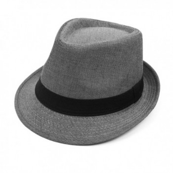 Unisex Spring/Summer Herringbone Fashion Fedora Hat - Silver - CV17YTNHMR0