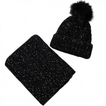 Artone Christmas Knitted Stripe Beanie Hat Scarf Fleece Gloves Winter - Black Hat Scarf Set - CL187K59CD8