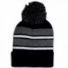 City Hunter Sk908 Winter Basic Stripe Pom Beanie Hats 30 Colors - Black/Light Grey - CZ1867NYDG0