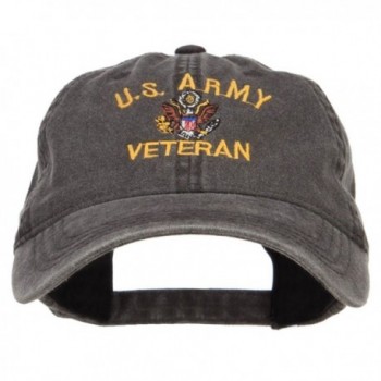 E4hats US Army Veteran Military Embroidered Washed Cap - Black - CB17XXGQOMS