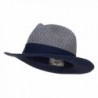 Two Tone Herringbone Panama Hat - Navy - C8124YMDUCB