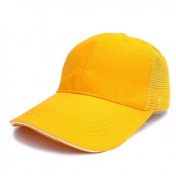 Unisex Men Women Baseball Cap Cotton Netted Trucker Mesh Blank Visor Adjustable Hat - Yellow With White Side - CL185EXZT3Y