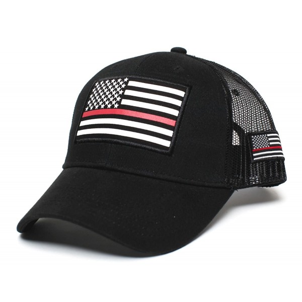 Thin RED Line USA flag Posse Comitatus Unisex Adult One-Size Cap Hat Black - CZ183CQX45W