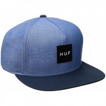 HUF Men's Chambray Box Logo Snapback - Navy - C812MA3RET6