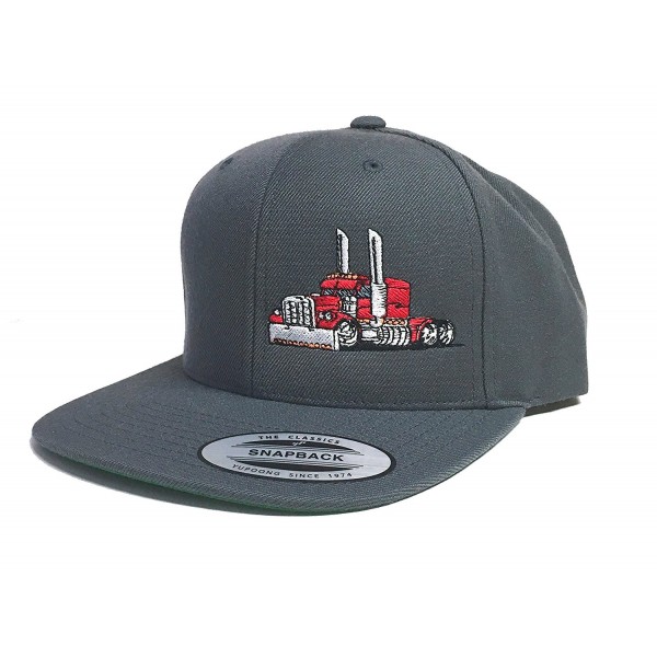 JUST RIDE Trucker Hat Diesel Big RIG Cap Flat Bill Snapback - Grey/Red - C9188I40E2Z