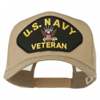 US Navy Veteran Military Patch Mesh Back Cap - Khaki - C211MJ3QXK9