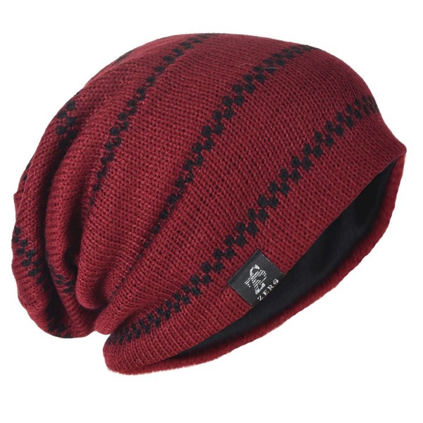 Wimdream Slouchy Beanie Hat For Men Summer Skull Caps Oversized B734 - Claret - CR185GXG4R9